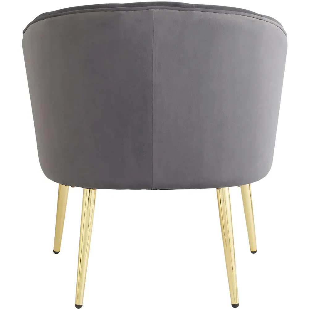 Pettine Plush Fabric Chair - Grey, Velvet