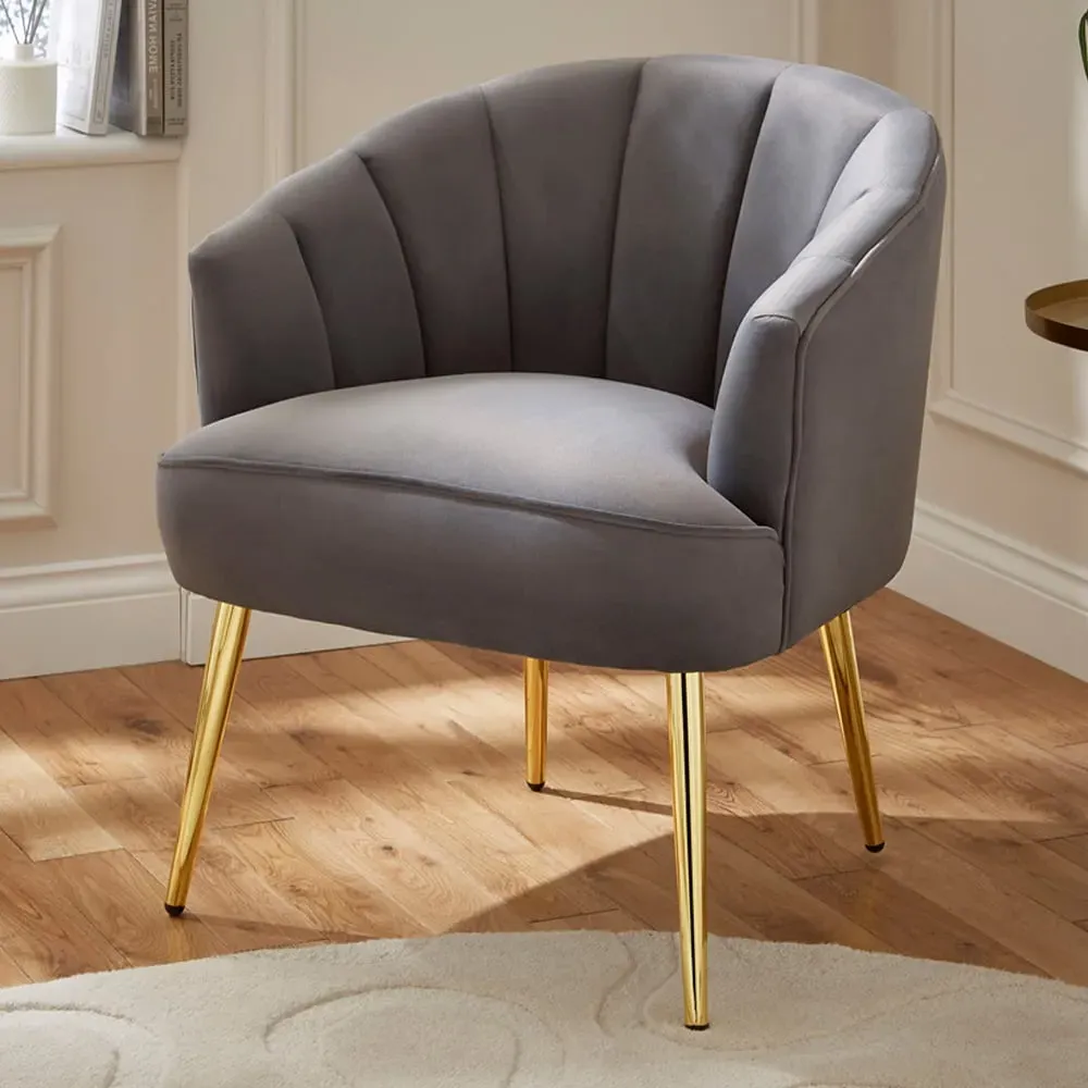 Pettine Plush Fabric Chair - Grey, Velvet image