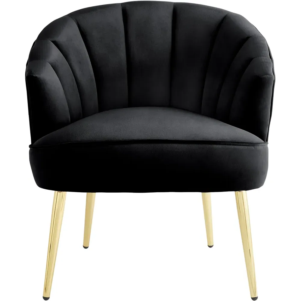 Pettine Scallop Accent Chair - Black, Velvet