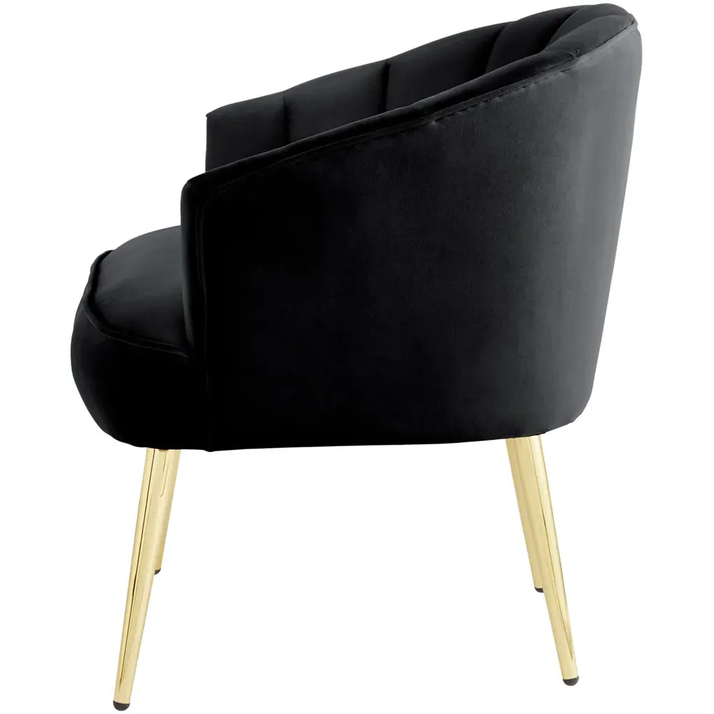 Pettine Scallop Accent Chair - Black, Velvet