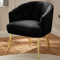 Pettine Scallop Accent Chair - Black, Velvet