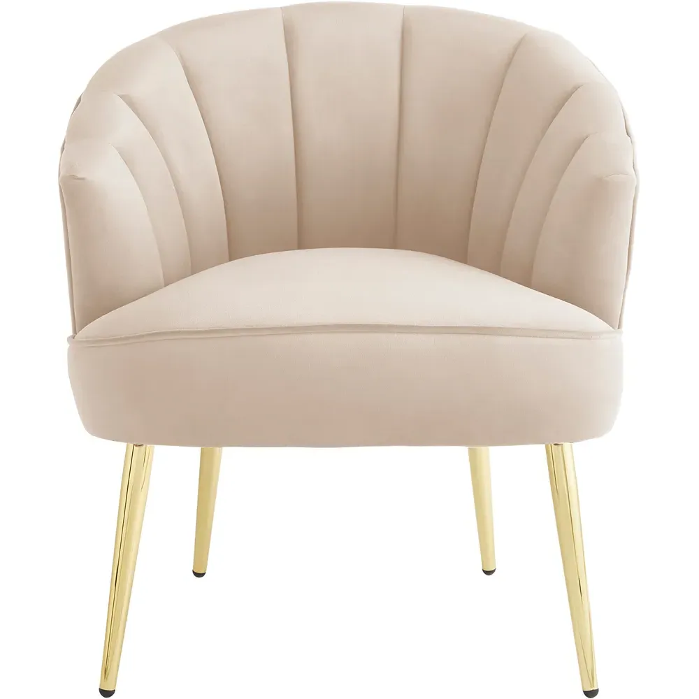 Pettine Scallop Accent Chair - Cream, Velvet