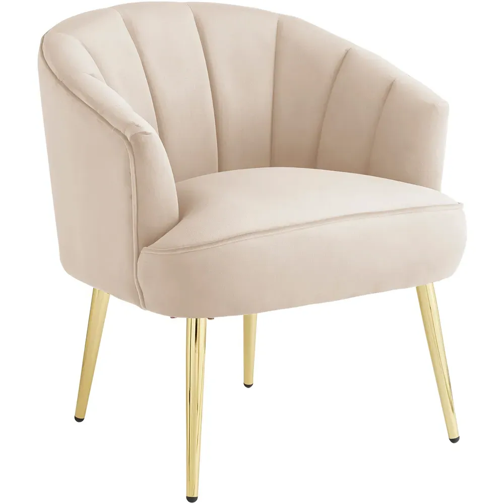 Pettine Scallop Accent Chair - Cream, Velvet