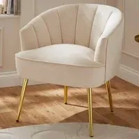 Pettine Scallop Accent Chair - Cream, Velvet