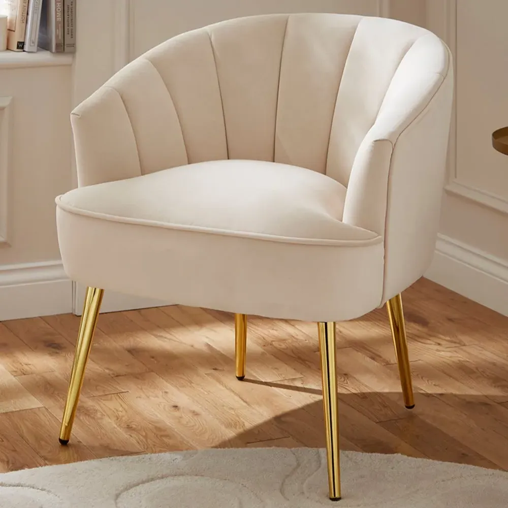Pettine Scallop Accent Chair - Cream, Velvet