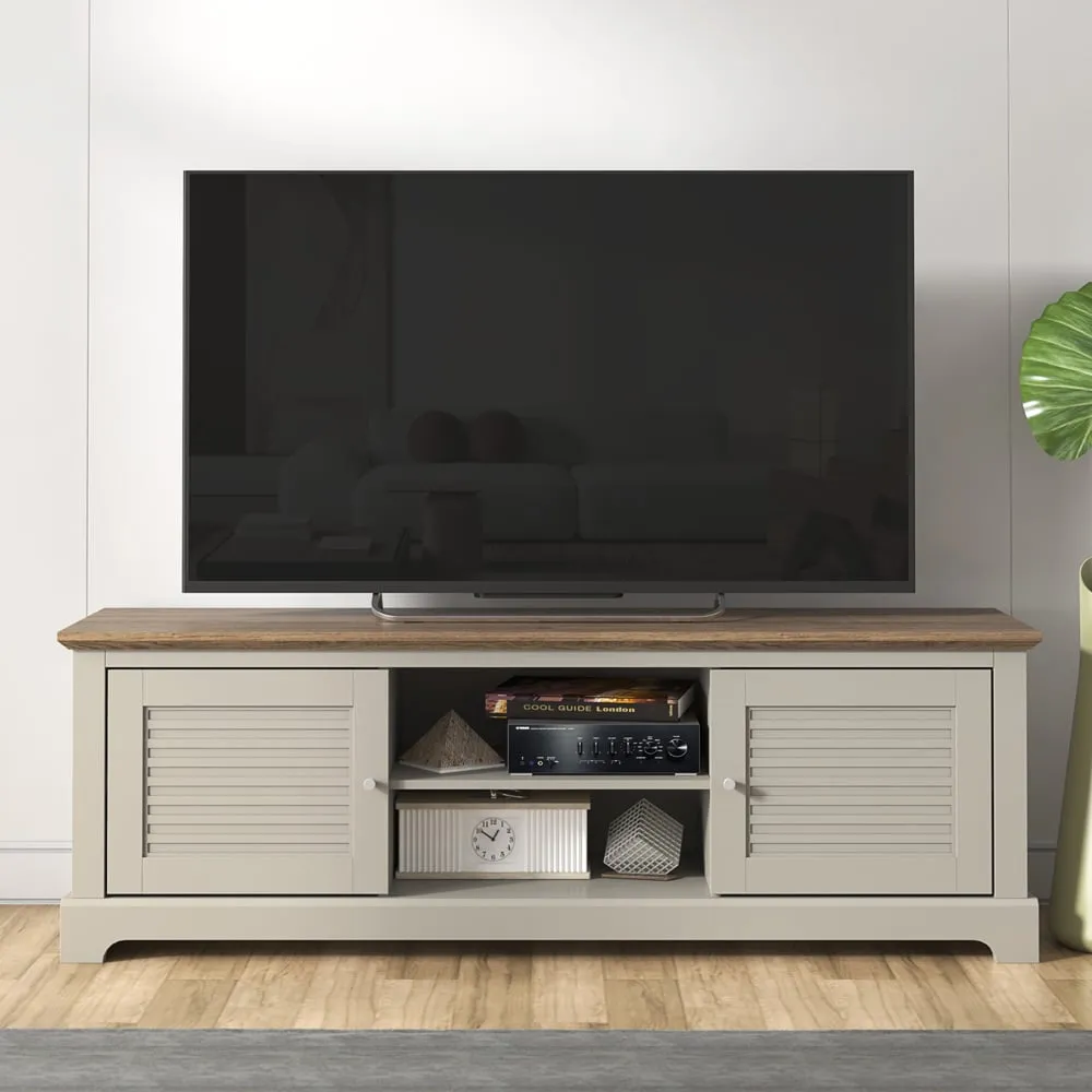 Salcombe 2 Door TV Unit with Storage - Light Grey image