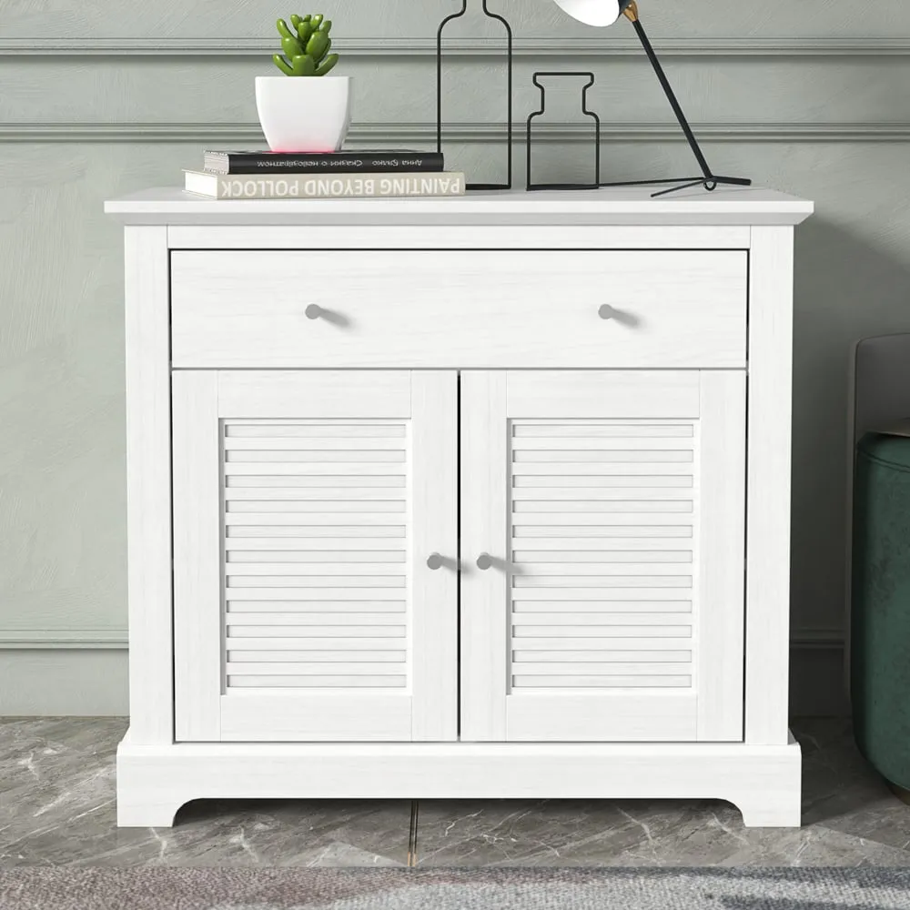 Salcombe Compact Sideboard with Drawer - White