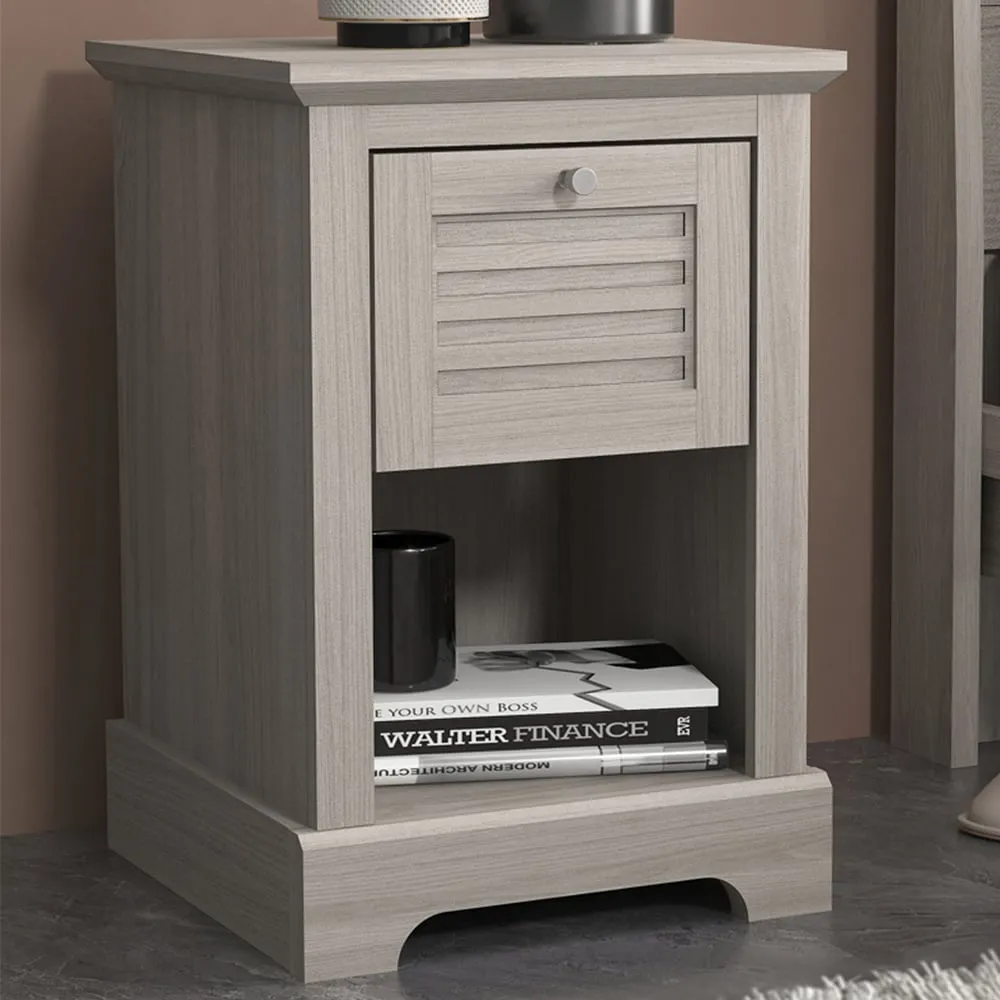 Salcombe Single Drawer Lamp Table - Grey, Oak image