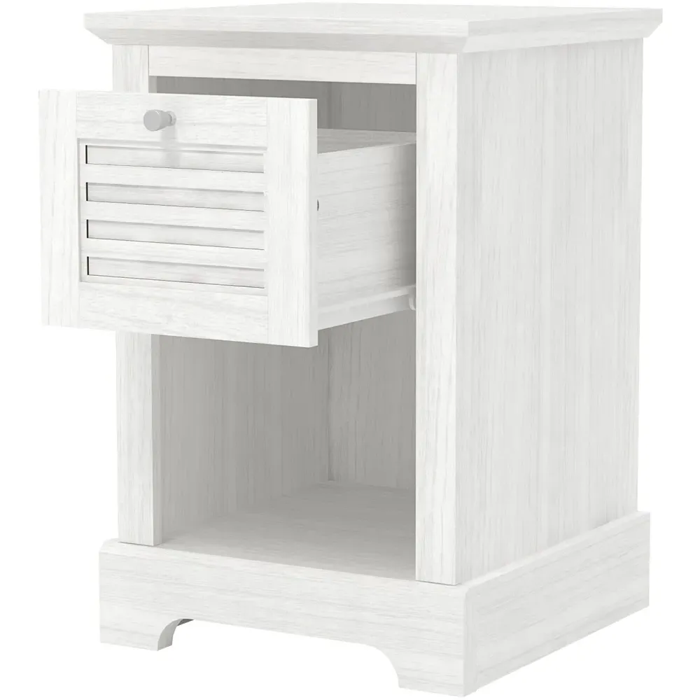 Salcombe Single Drawer Lamp Table - White, Oak