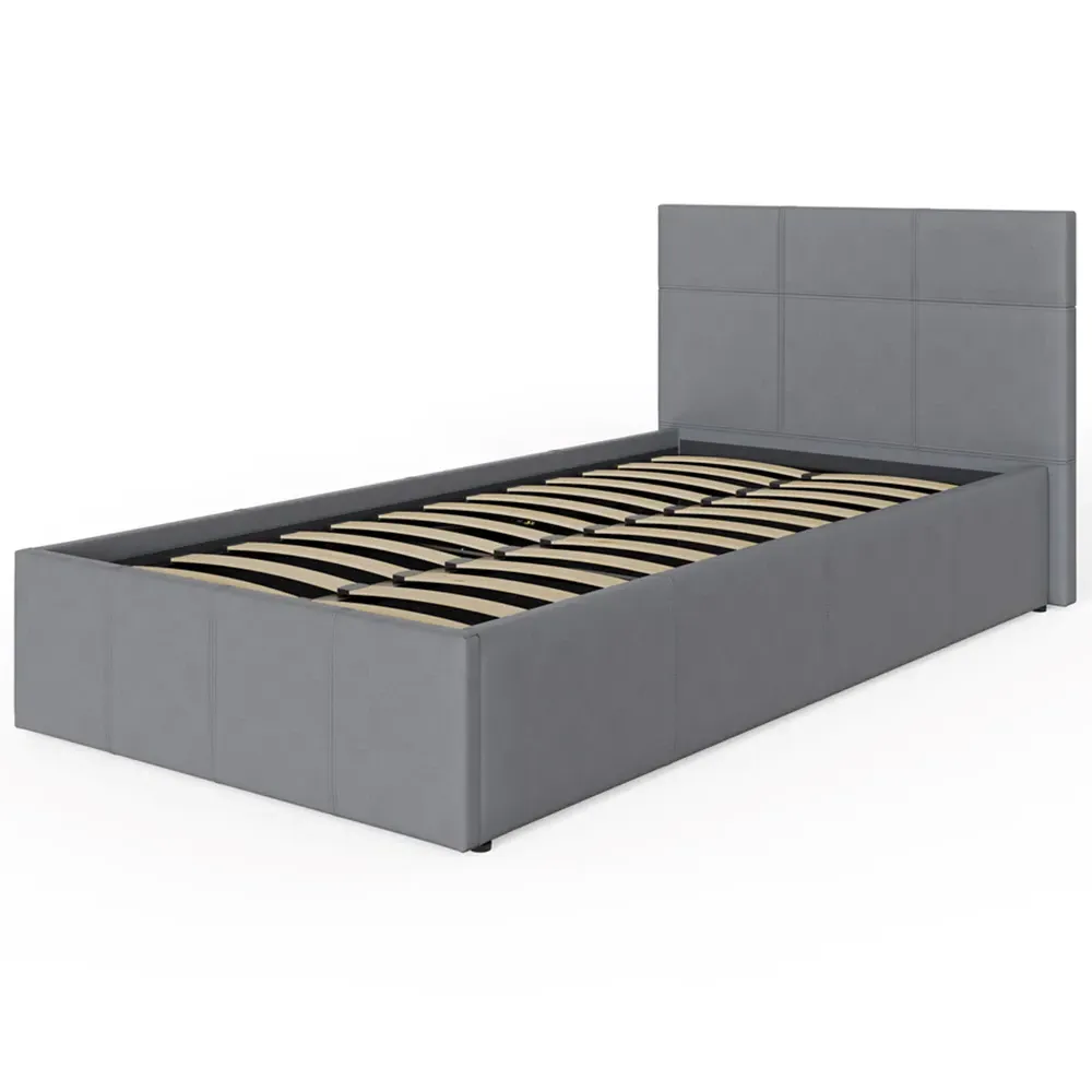 Single End Lift Ottoman Bed with Storage - Grey, Faux Leather