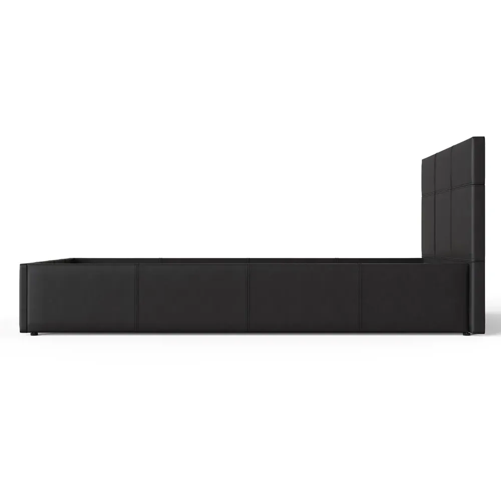 Single Ottoman Bed with Storage - Black, Faux Leather