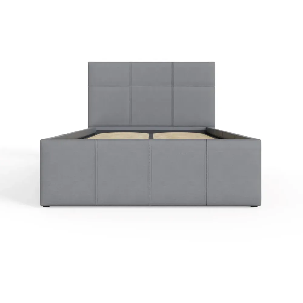 Single Ottoman Bed with Storage - Grey, Faux Leather