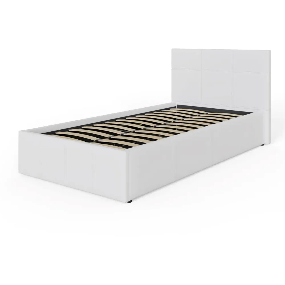 Single Ottoman Bed with Storage - White, Faux Leather