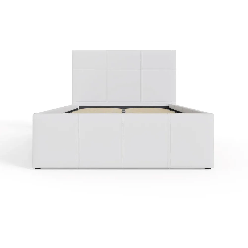 Single Ottoman Bed with Storage - White, Faux Leather