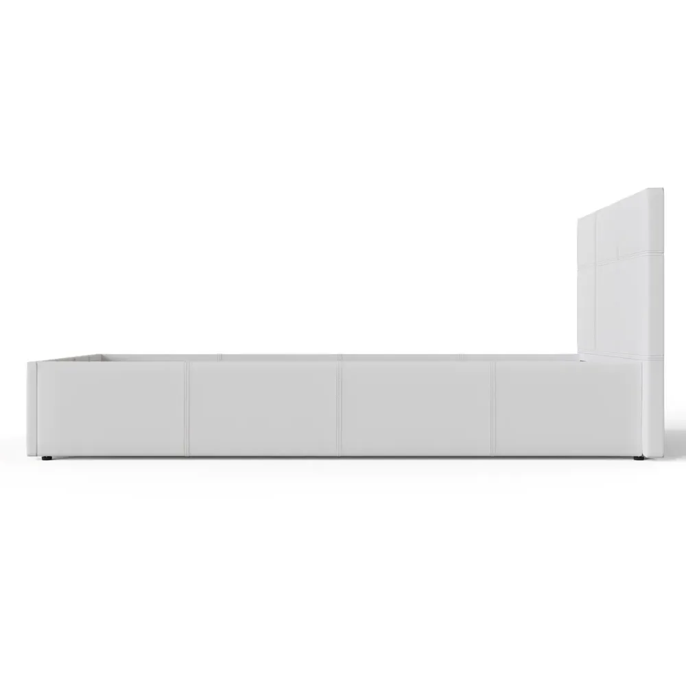 Single Ottoman Bed with Storage - White, Faux Leather