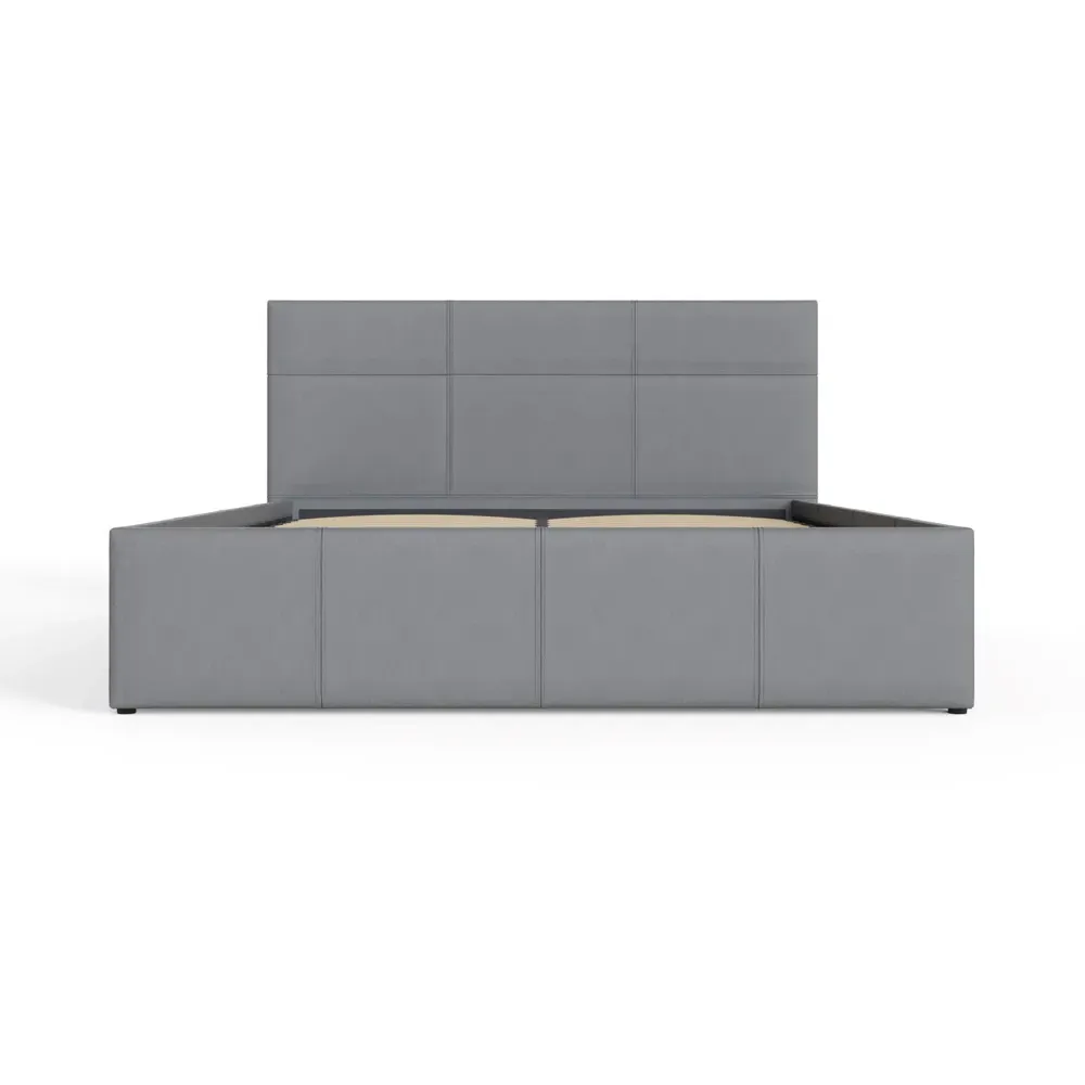 Small Double Ottoman Bed with Storage - Grey, Faux Leather