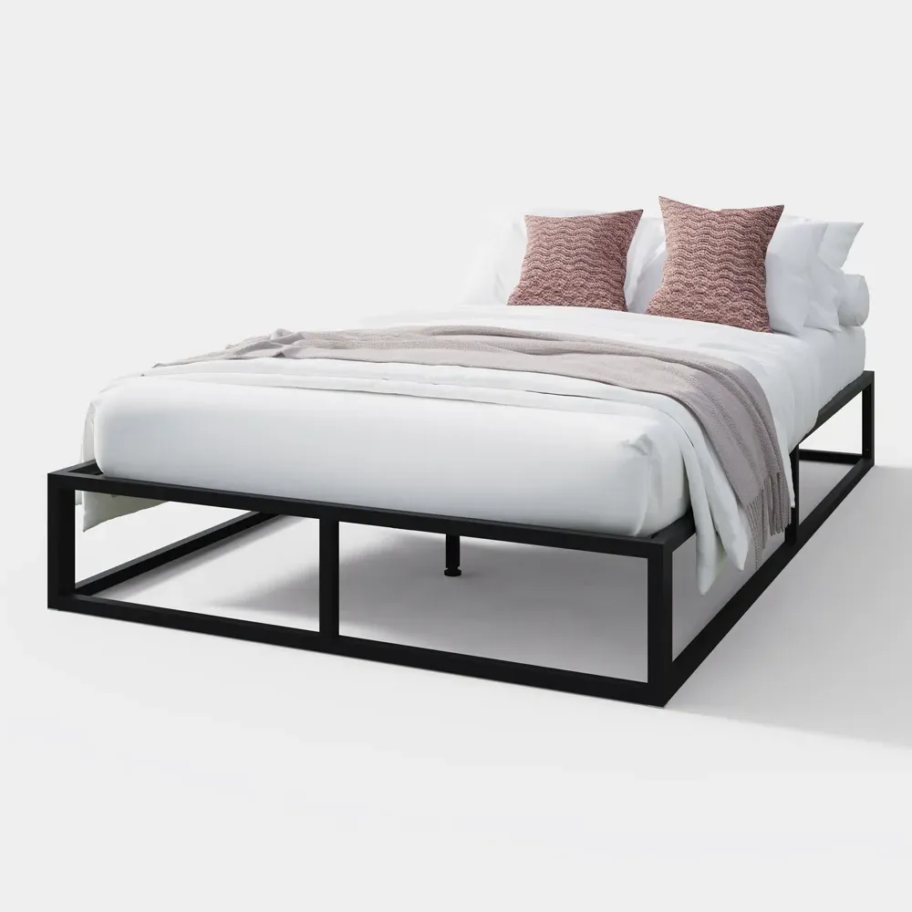 Small Double Platform Bed Frame - Black, Metal