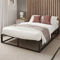 Small Double Platform Bed Frame - Black, Metal