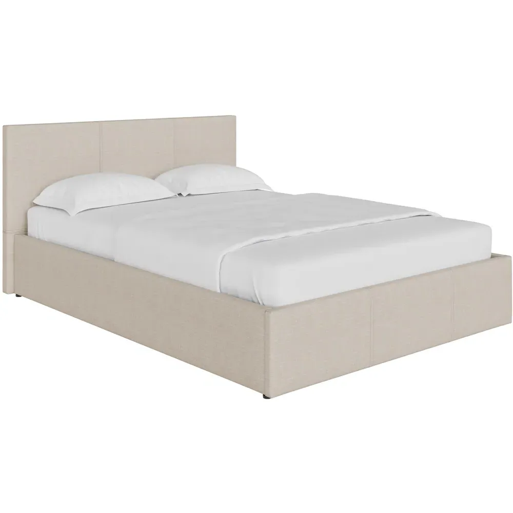 Small Double Side Lift Ottoman Bed - Cream, Hopsack