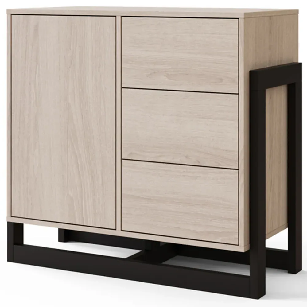 Taite Single Door 3 Drawer Sideboard - Brown, Oak
