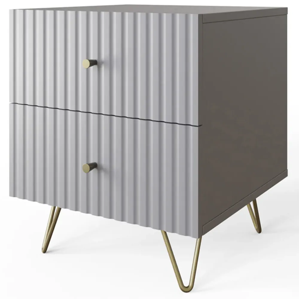 Thalia 2 Drawer Bedside Table - Grey