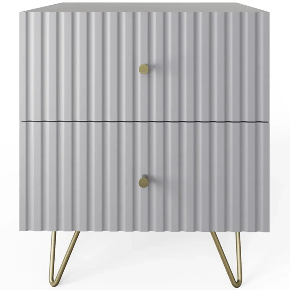 Thalia 2 Drawer Bedside Table - Grey