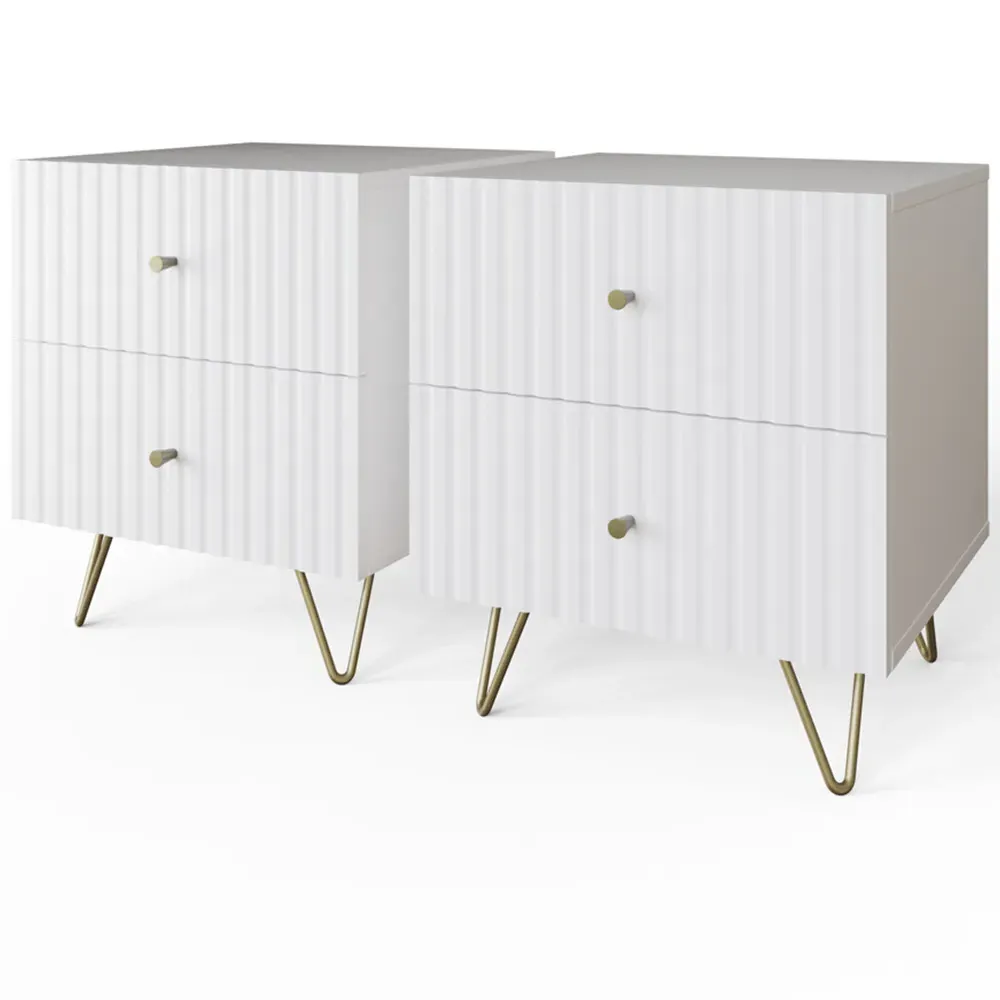 Thalia 2 Drawer Bedside Table Set of 2 - White
