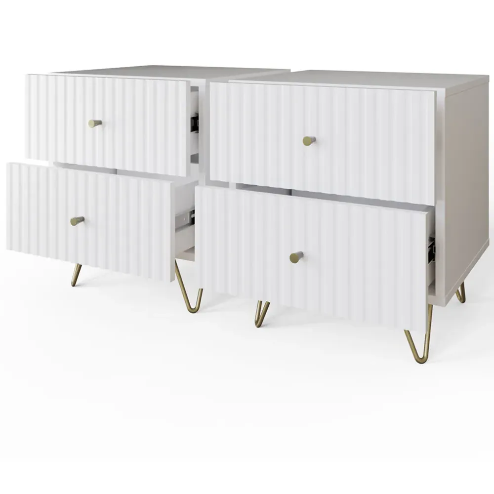 Thalia 2 Drawer Bedside Table Set of 2 - White