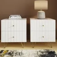 Thalia 2 Drawer Bedside Table Set of 2 - White