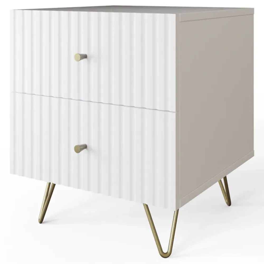 Thalia 2 Drawer Bedside Table - White