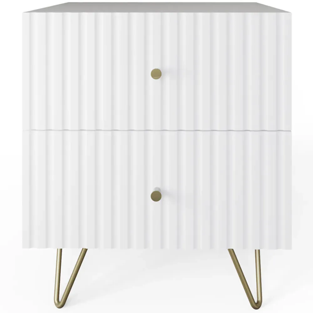 Thalia 2 Drawer Bedside Table - White