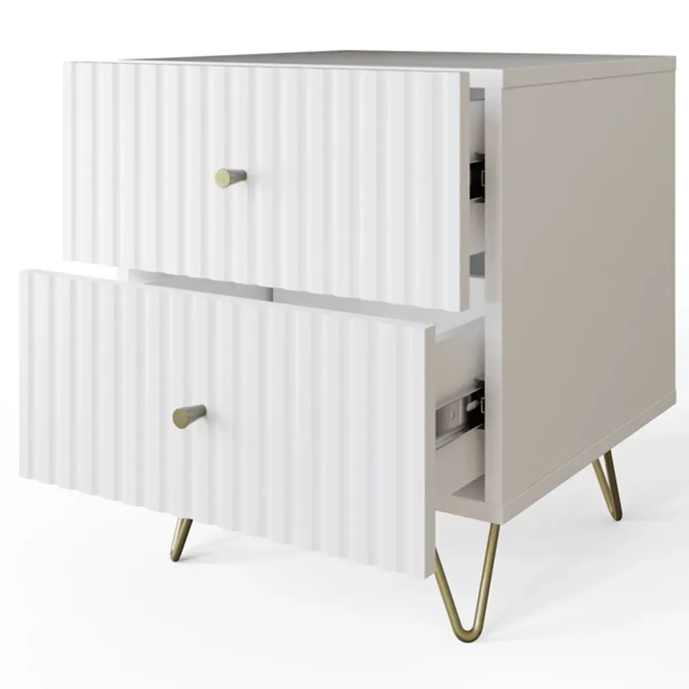 Thalia 2 Drawer Bedside Table - White