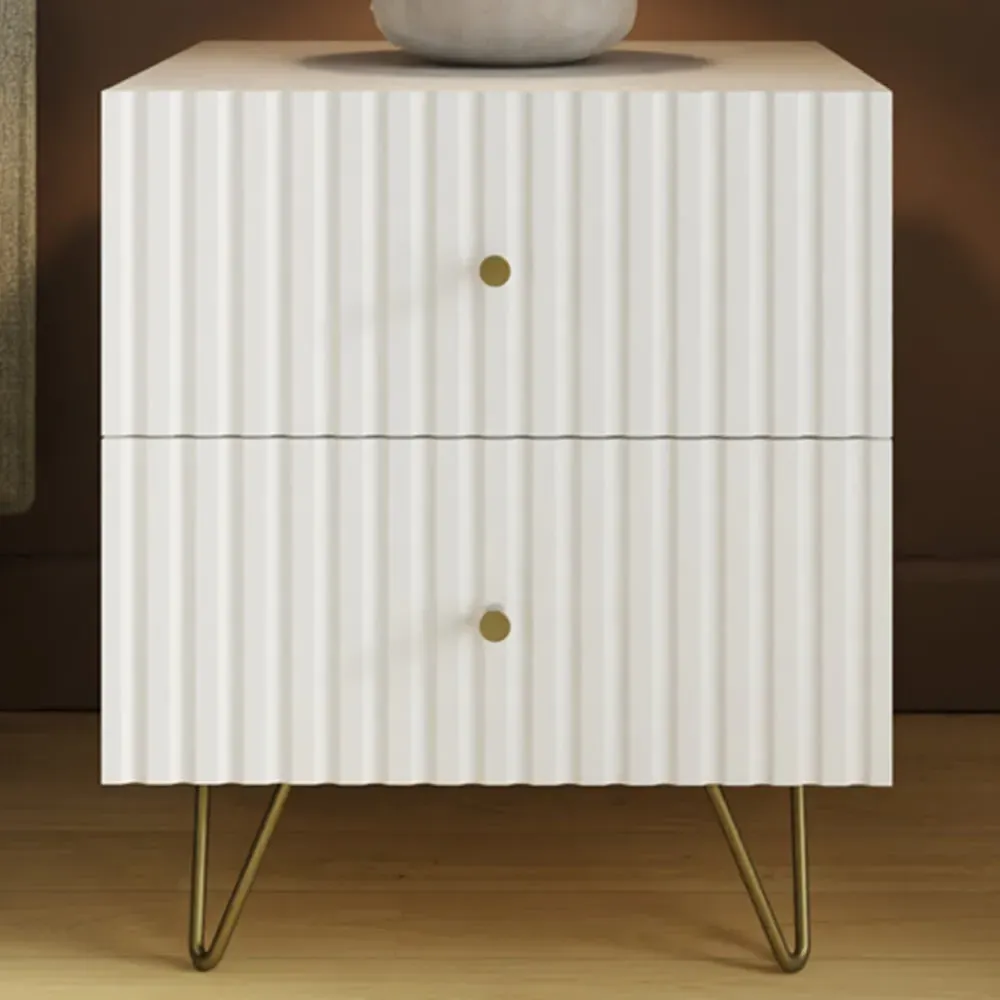 Thalia 2 Drawer Bedside Table - White image