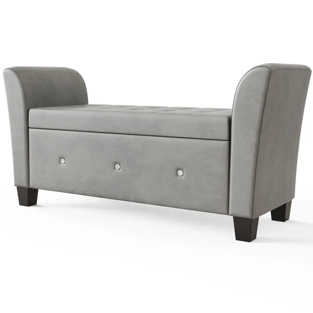 Verona Diamante Window Seat with Storage - Grey, Chenille