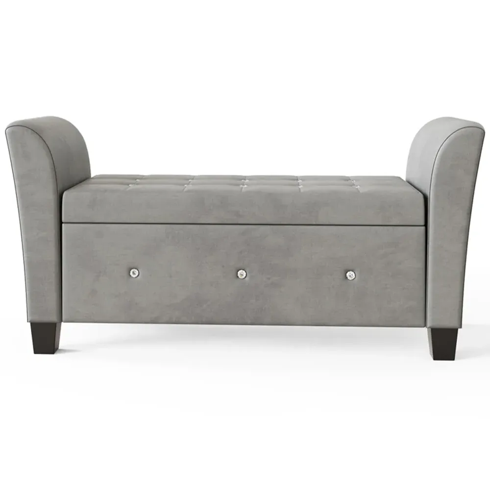 Verona Diamante Window Seat with Storage - Grey, Chenille