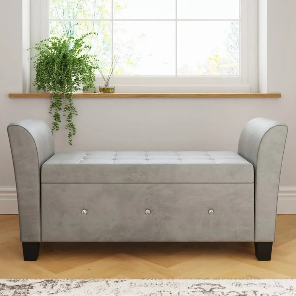 Verona Diamante Window Seat with Storage - Grey, Chenille image