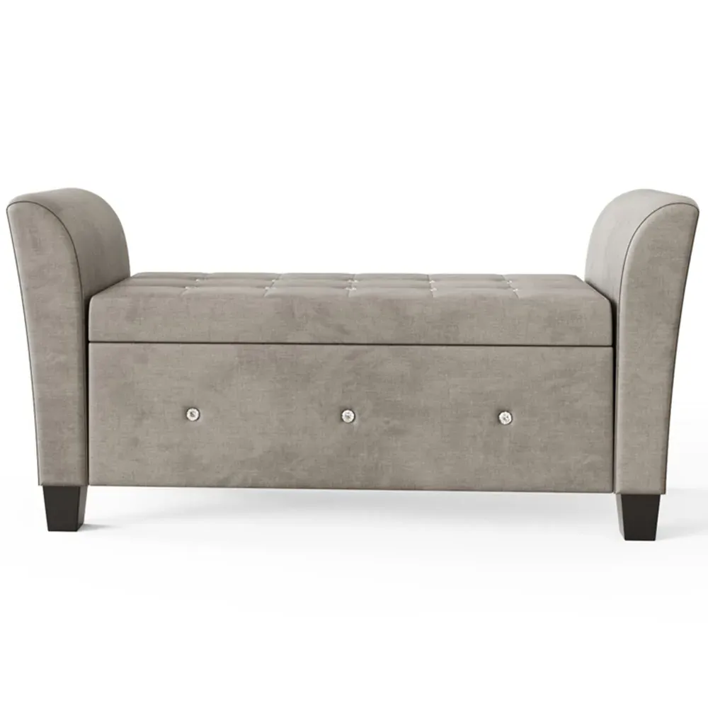 Verona Diamante Window Seat with Storage - Silver, Chenille