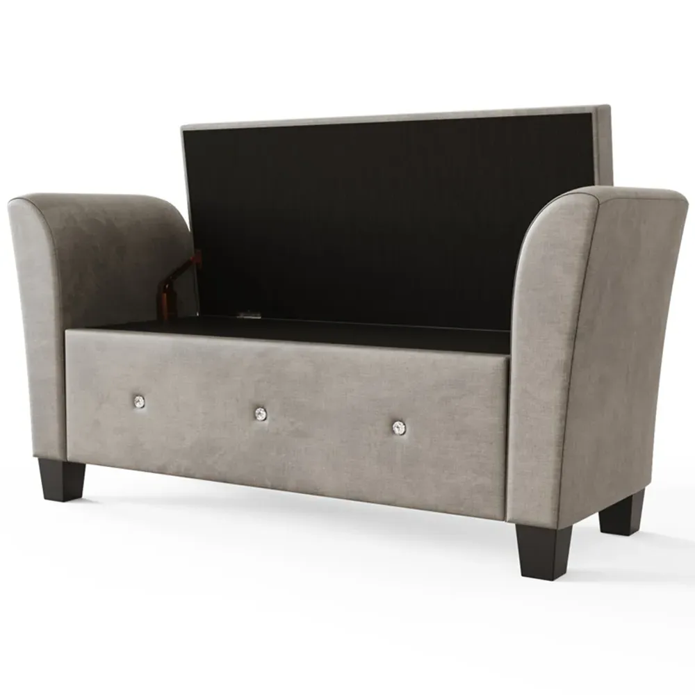 Verona Diamante Window Seat with Storage - Silver, Chenille