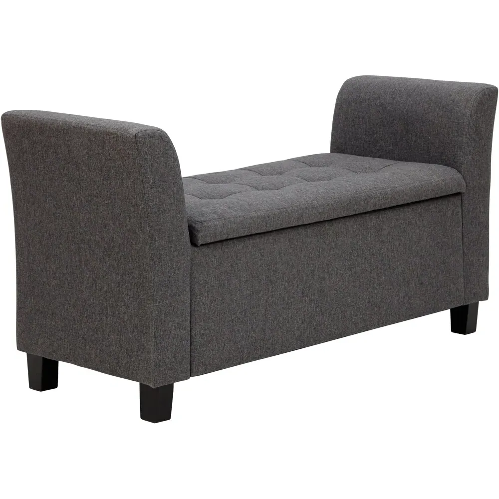 Verona Upholstered Window Seat with Storage - Grey