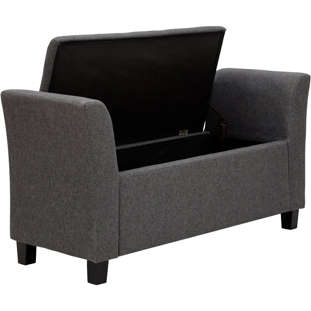 Verona Upholstered Window Seat with Storage - Grey