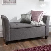 Verona Upholstered Window Seat with Storage - Grey