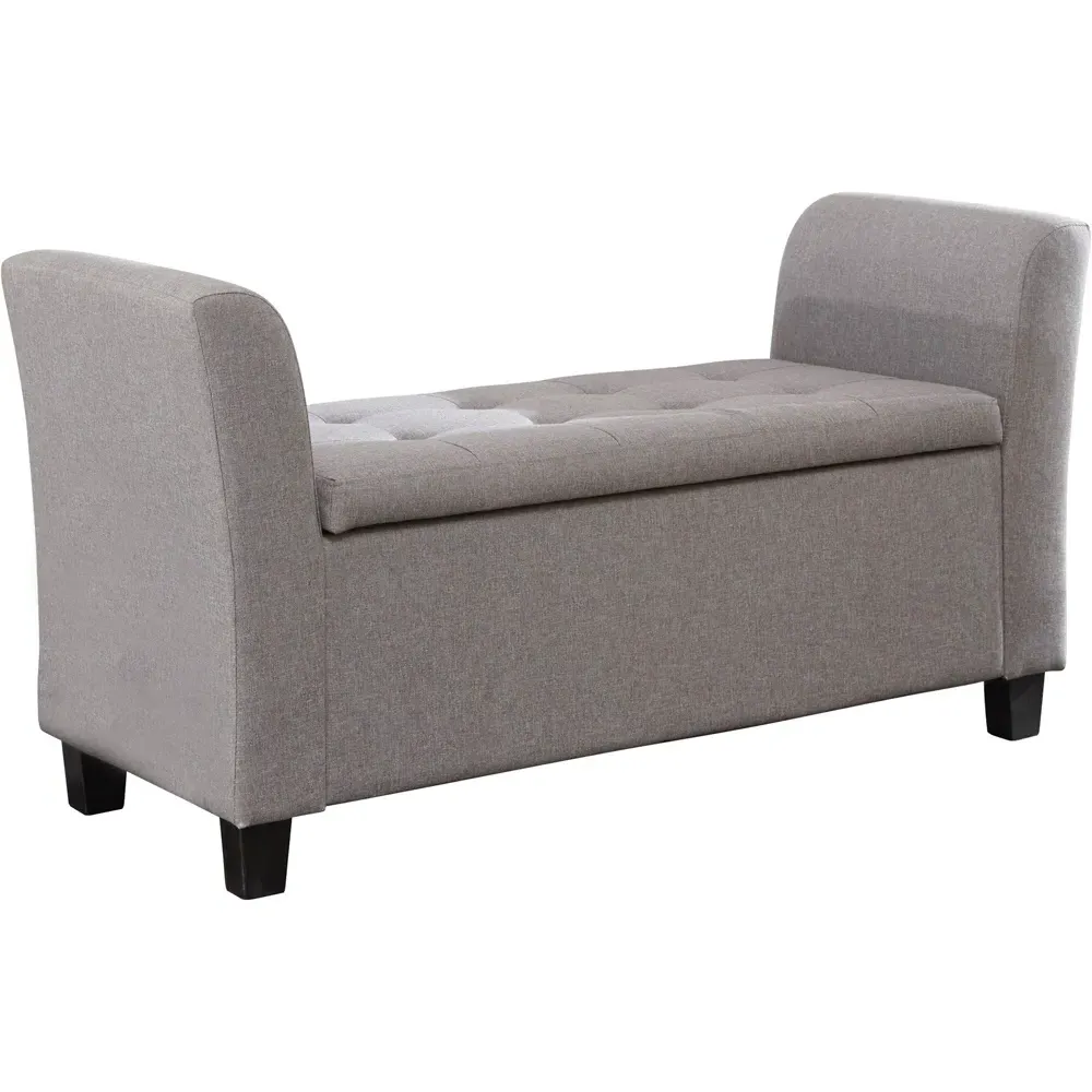 Verona Upholstered Window Seat with Storage - Grey