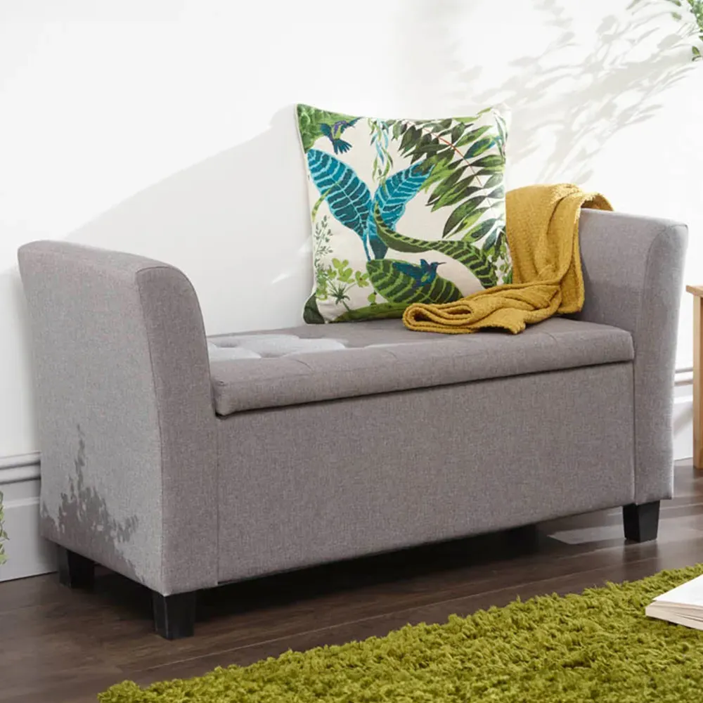 Verona Upholstered Window Seat with Storage - Grey