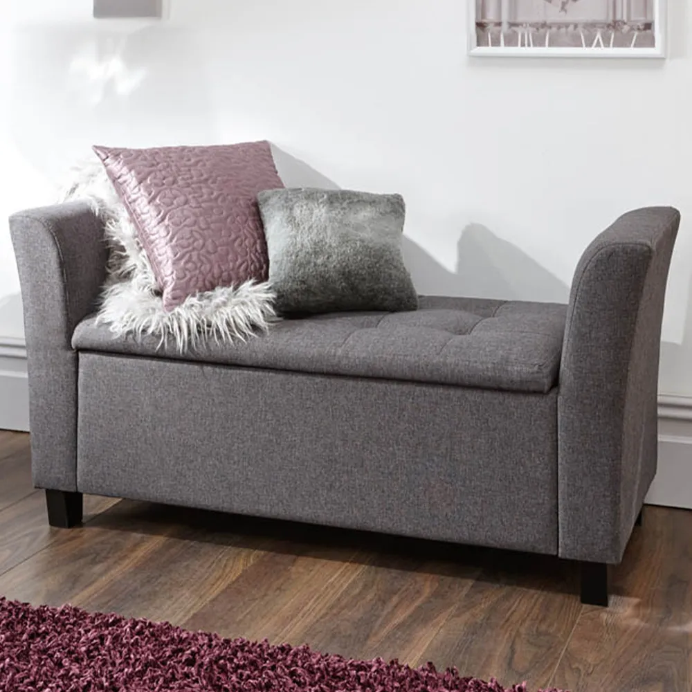 Verona Upholstered Window Seat with Storage - Grey