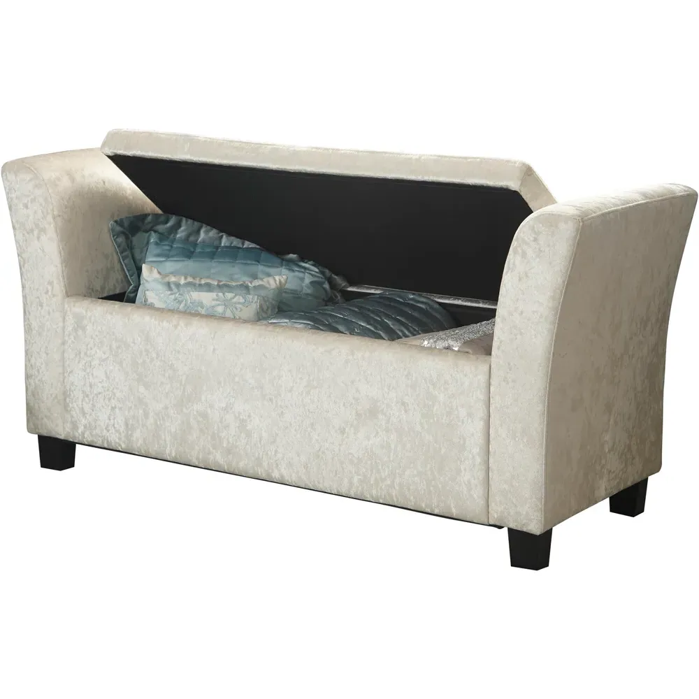 Verona Upholstered Window Seat with Storage - Silver, Velvet