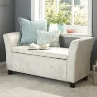 Verona Upholstered Window Seat with Storage - Silver, Velvet