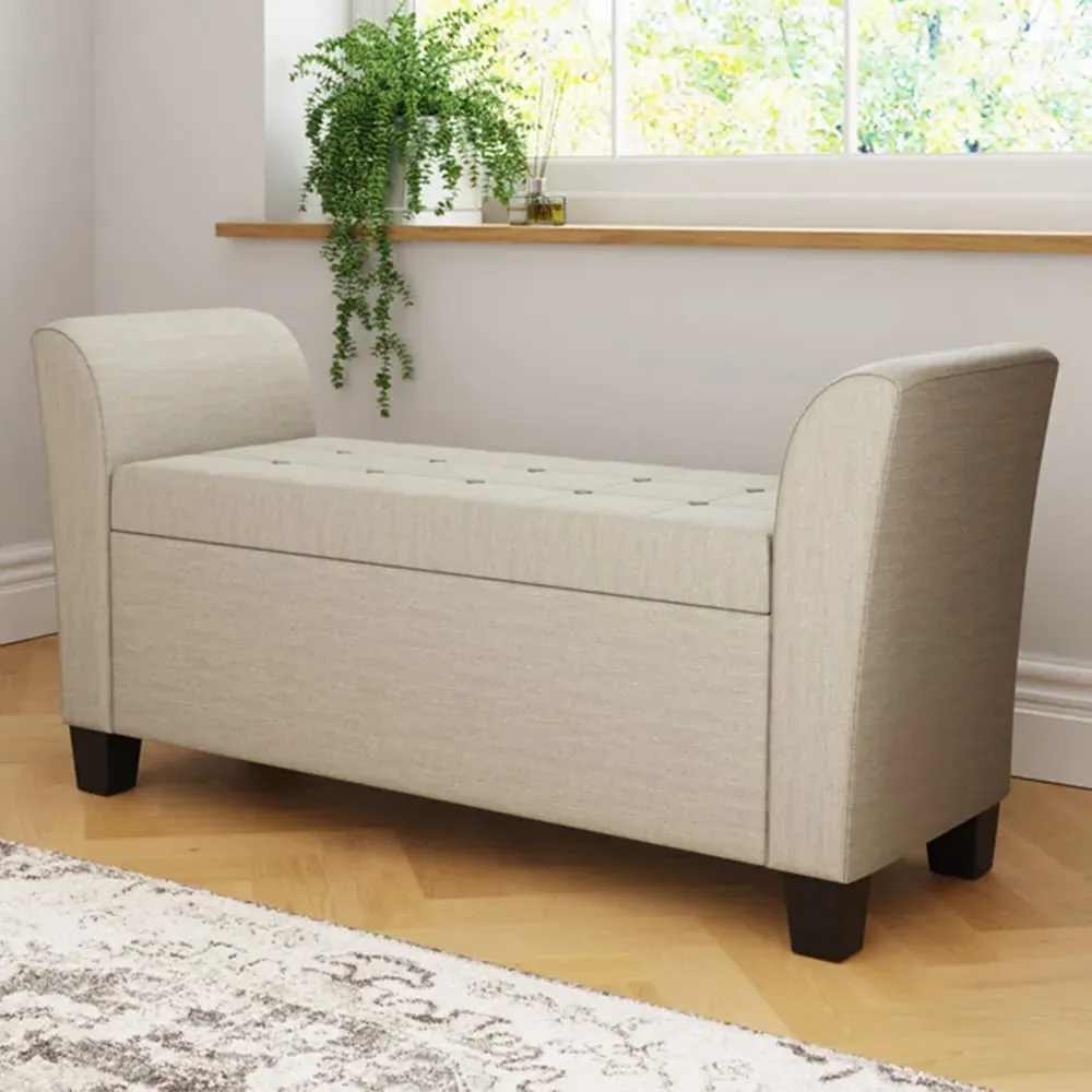 Verona Window Seat with Storage - Cream, Fabric