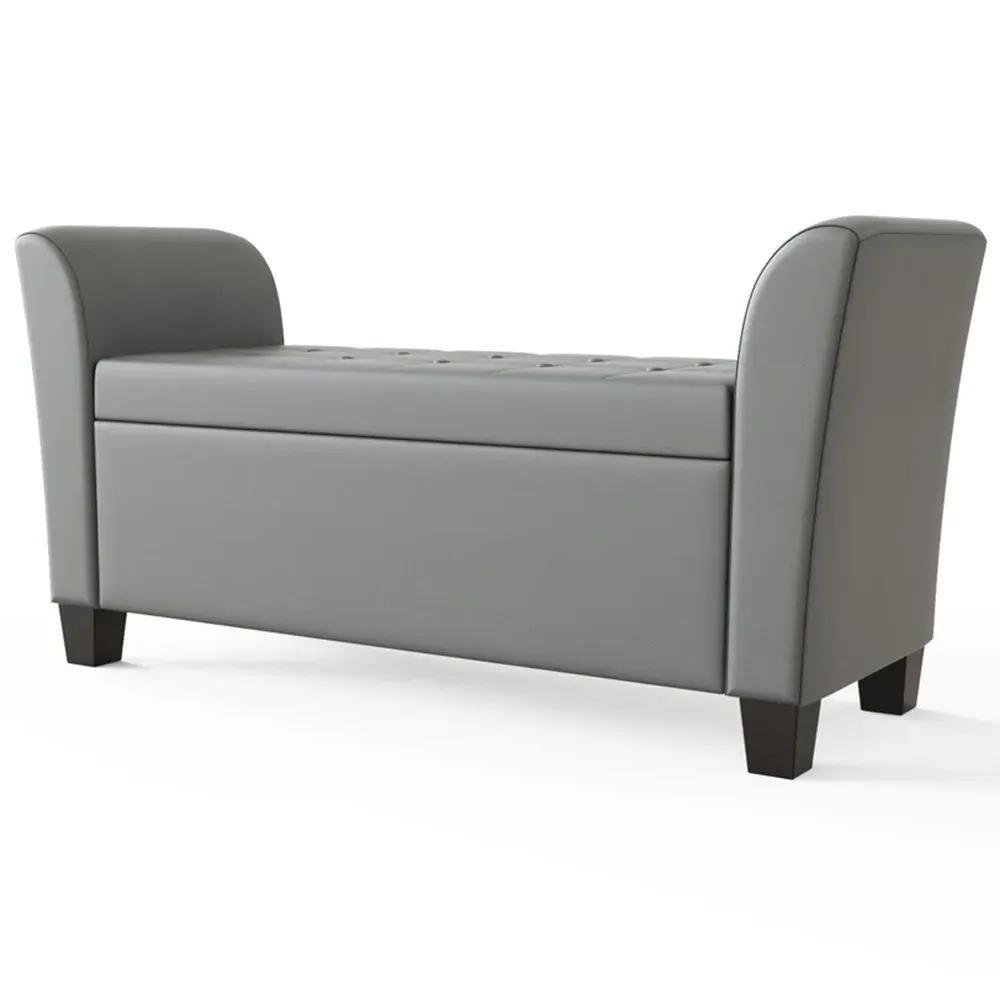 Verona Window Seat with Storage - Grey, Faux Leather