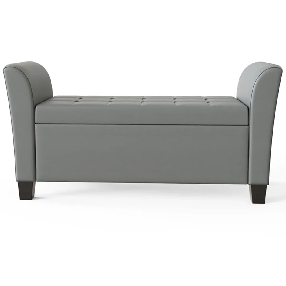 Verona Window Seat with Storage - Grey, Faux Leather