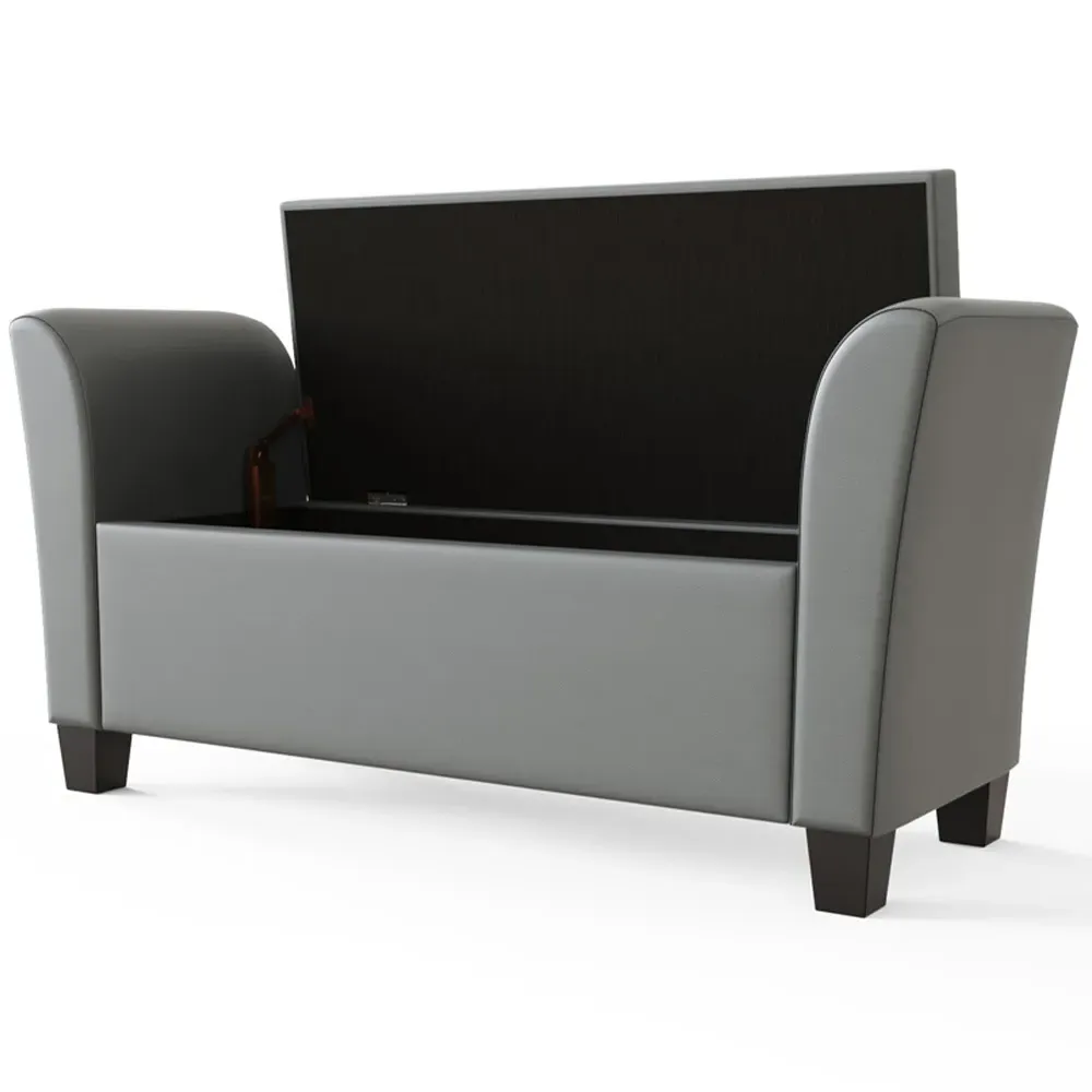 Verona Window Seat with Storage - Grey, Faux Leather